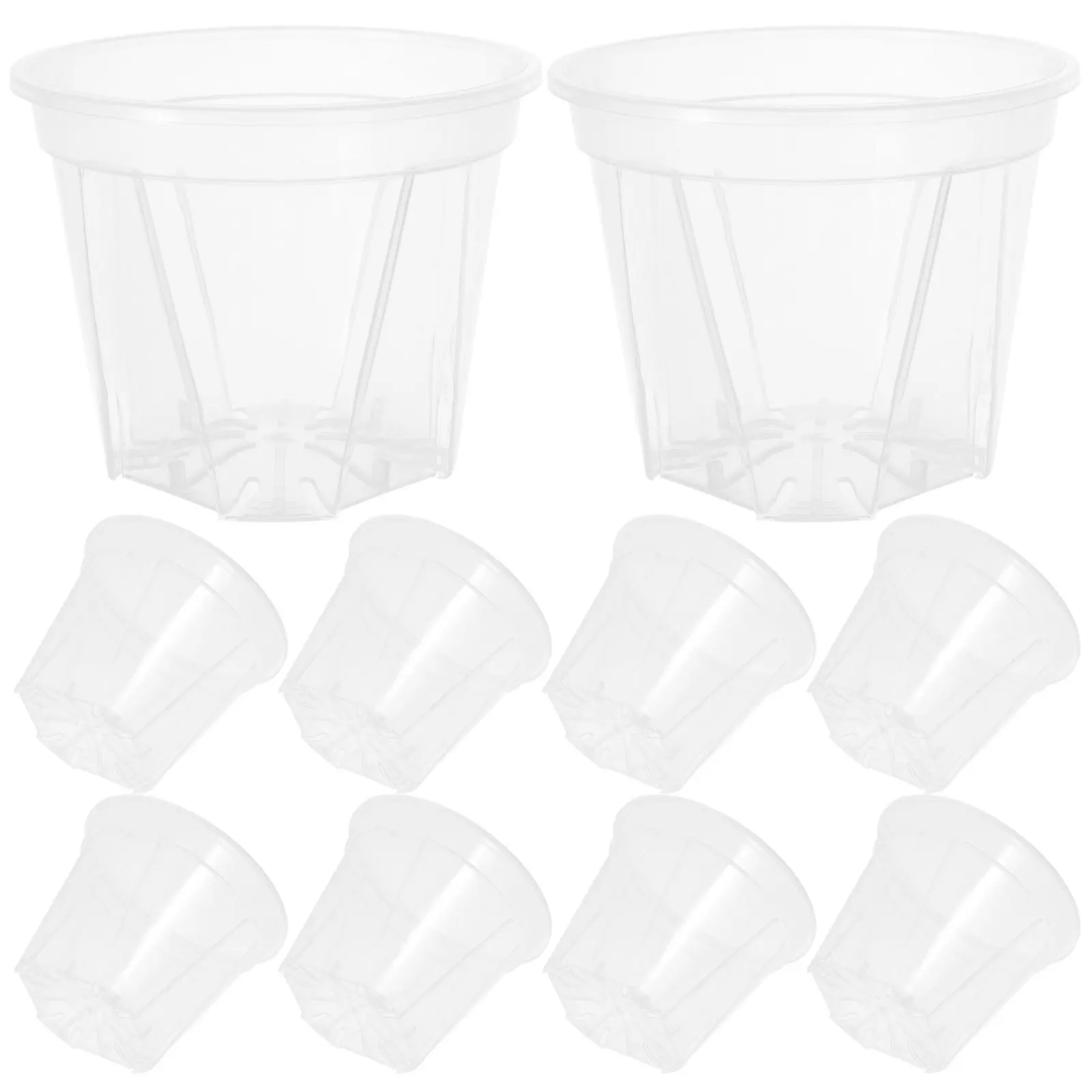 10Pcs Clear Root-Control Orchid Planter Pots Plastic 10Cm Drainage Hole Nursery Container Succulent Indoor Plant Flower
