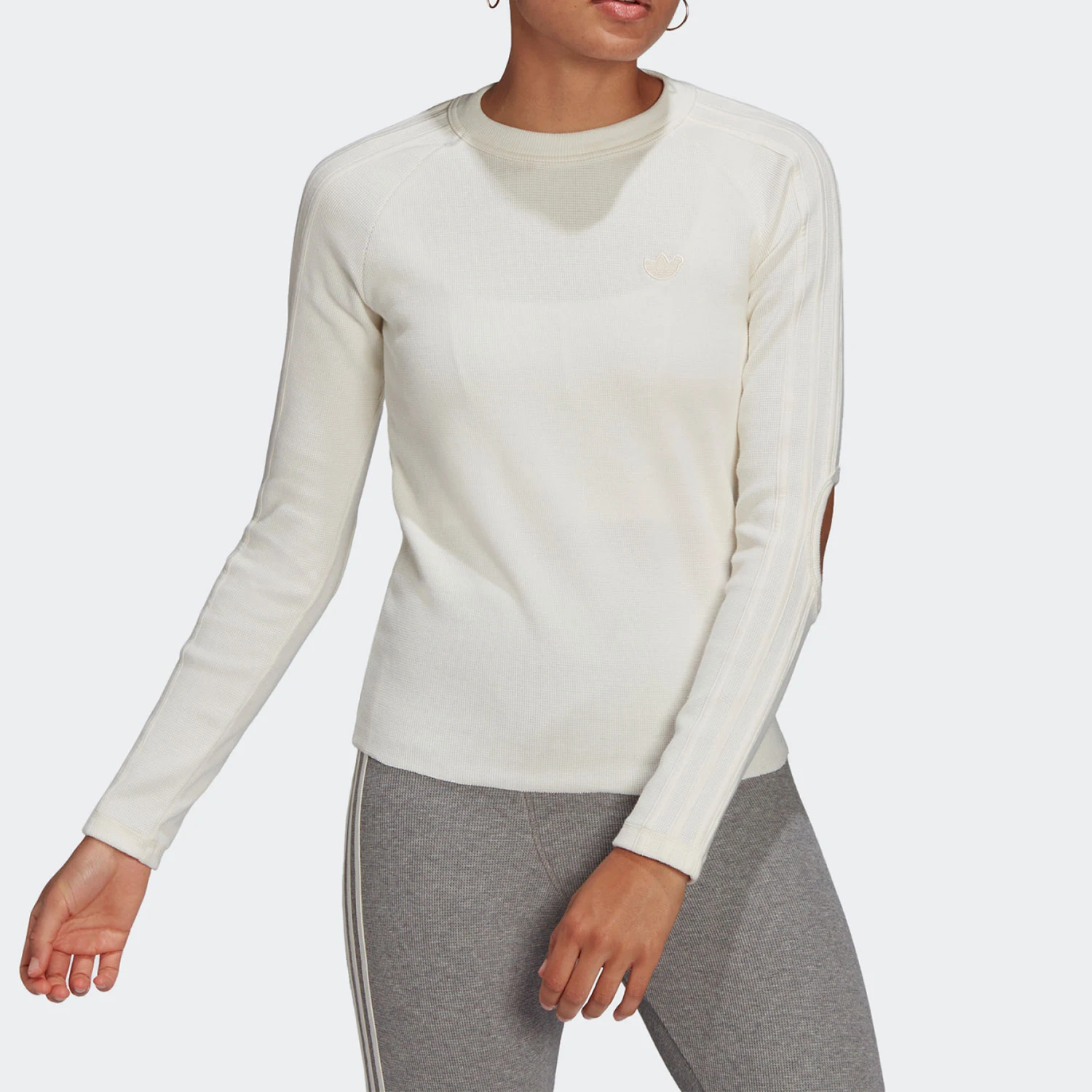 Adidas Originals Trefoil Women's Waffle Slim Fit Long Sleeve T-Shirt HE1478