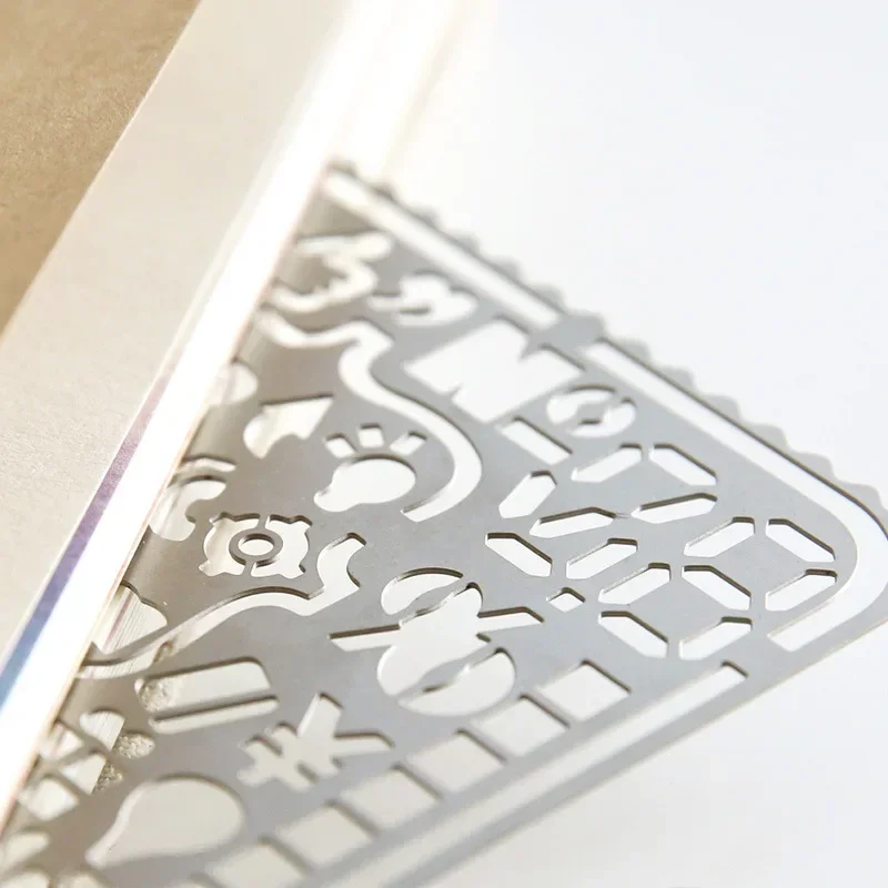 2026 New Portable Stainless Steel Hollow Stencil Ruler Multi Pattern DIY Drawing Tool For Travel Diary Notebook Scrapbook Decor