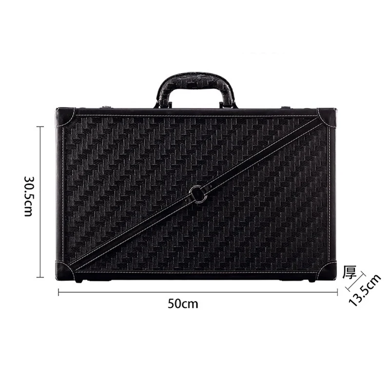 Retro Oil Head Toolbox Leather Hairdressing Handheld Password Electric Push Scissors Storage Box