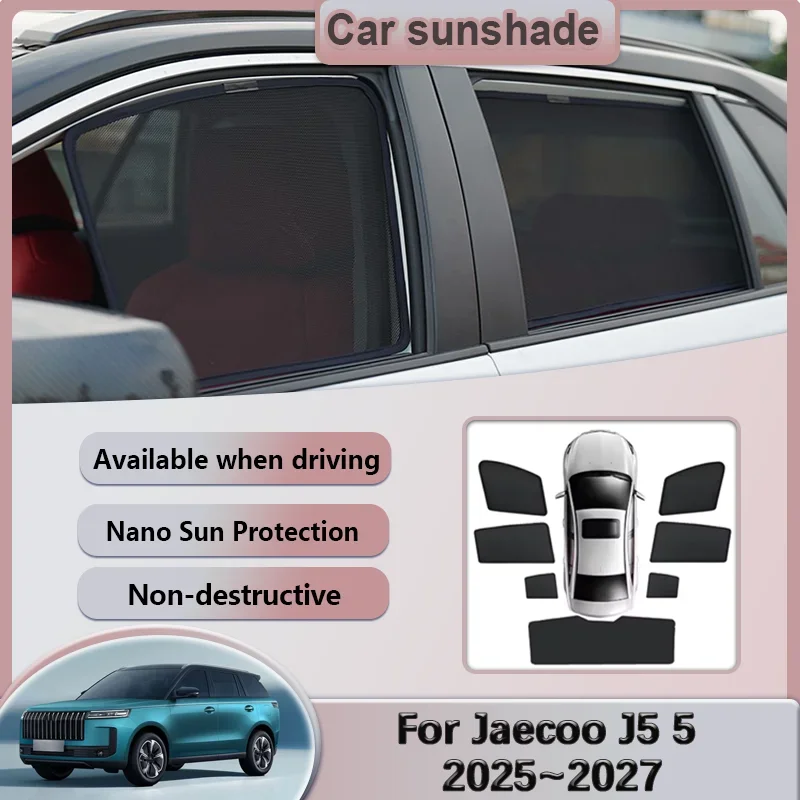 Car Mesh Sunshade For Jaecoo J5 5 2025~2027 Windshield Privacy Curtains Heat Insulation Magnetic Sunscreen Sun Visor Accessories