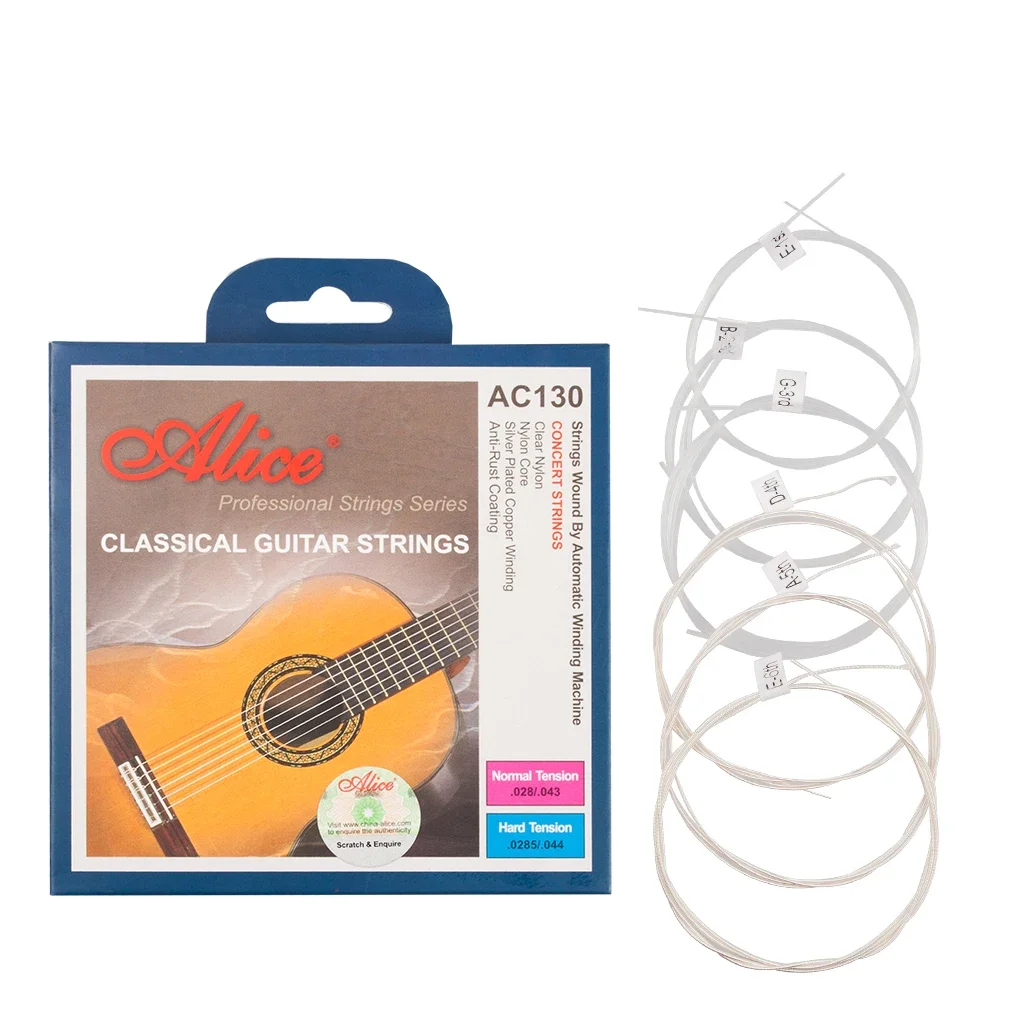 LOOK 1 Set Alice AC130-H 6pcs/set Nylon Classical Guitar Strings (.0285-.044) Hard Tension Guitar Accessories  1/5/10 PCS