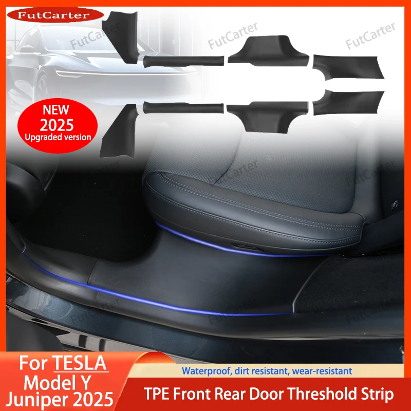 

For Tesla New Model Y Juniper 2025 TPE Black Front Rear Door Sill Protector Threshold Strip Anti-kick Guard Panel Waterproof Pad