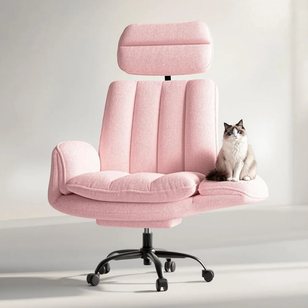 Office Chair with Armrests & Wheels, Comfy Velvet Vanity Chair, Ergonomic Executive Gaming Computer Chairs