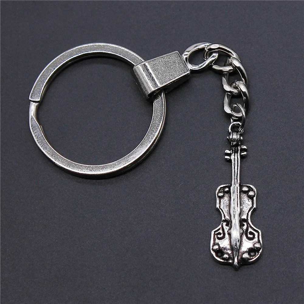 Souvenirs Gift Men Keychain 2 Colors 32x11mm Cello Pendant Keyring DIY Metal Holder Chain