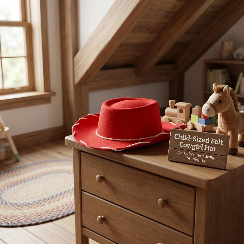 Sombrero de vaquero de fibra modal para niños, ideal para Navidad, de color rojo, con ala ancha, para proteger del sol, con cordón ajustable, perfecto para fiestas de disfraces, cosplay y para complementar un atuendo.