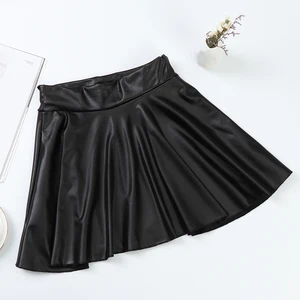 Women's synthetic leather skirts, high waist, elastic, mini, short, multipurpose, skateboarder work, nightclub 11 Main Sales Skirt Women's Leather - №11