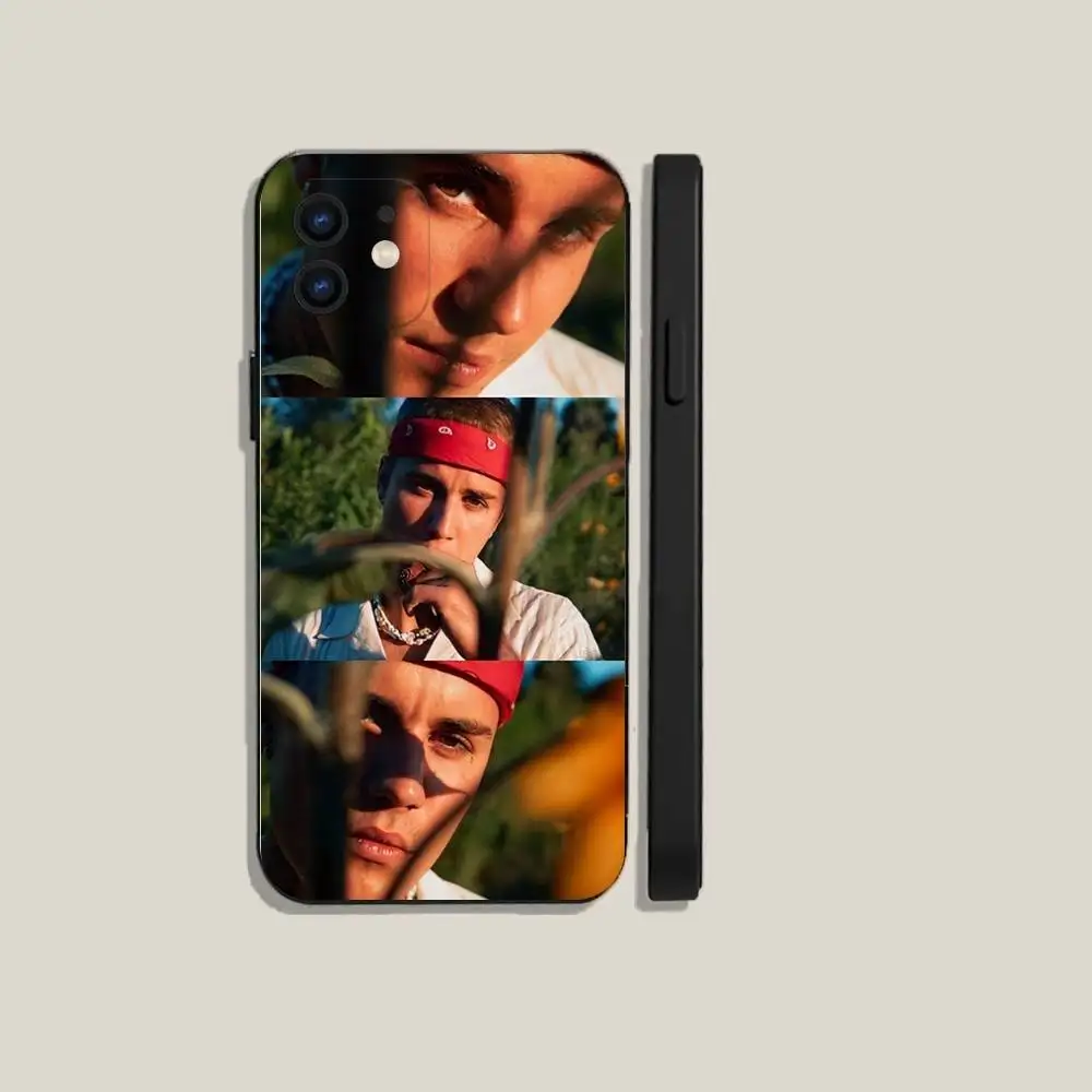 حافظة هاتف J-Justin Bieber لهاتف iPhone 6,17,16,15,14,13,12,11 Plus,Pro Max,XS,X,XR,SE,Mini,8,7,غطاء أسود من السيليكون الناعم #2