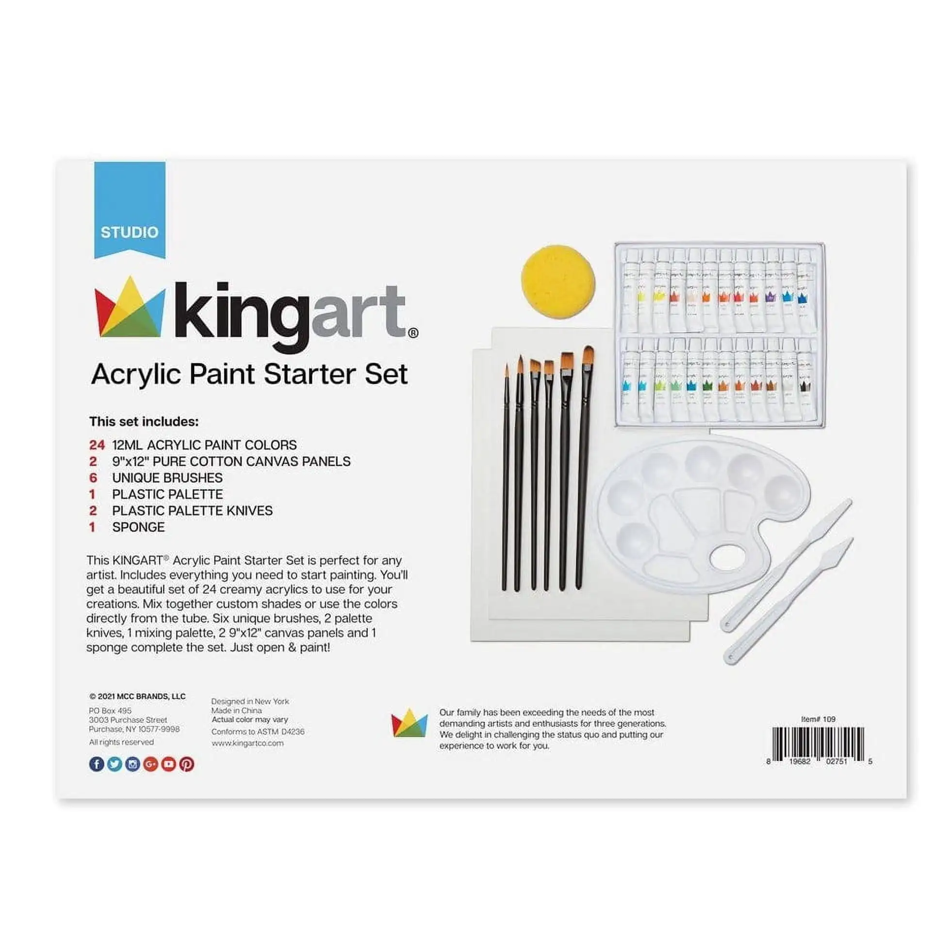 

Kingart Studio, Starter Acrylic Painting Art Set, 36 Pieces, for Beginners and Experts