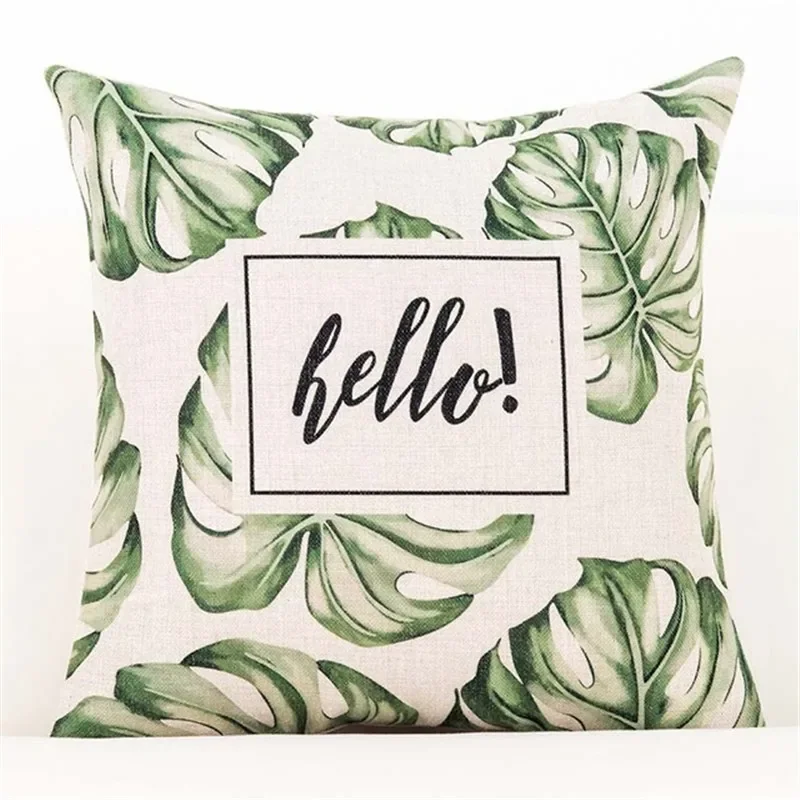 Funda de cojín de hoja verde, cubierta de almohada geométrica de palmera Tropical, botánico, Beige, para dormitorio, sofá, decoración del hogar