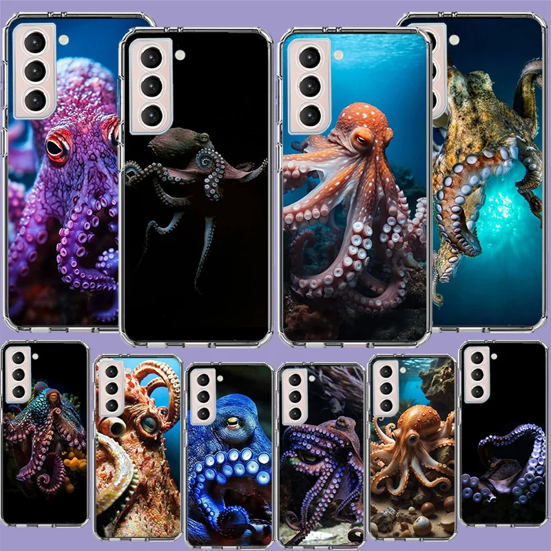 This is a Big Octopus Phone Case For Samsung Galaxy S24 S23 Ultra Capa Shell S22+ S21 Plus S20 FE S10 Lite S10E S9 Cover Silicon