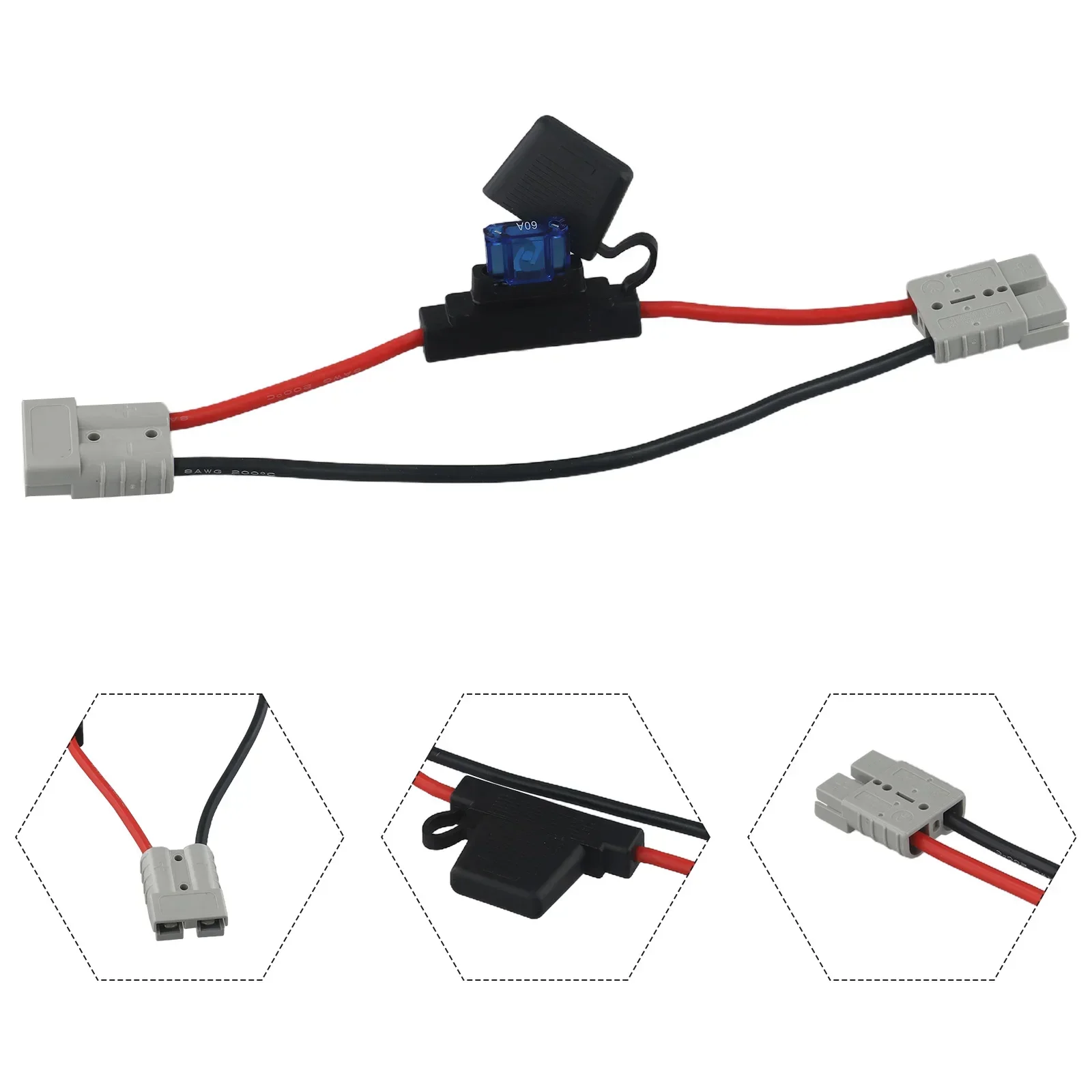 

1pc 30cm 8AWG Plug Connector Power Cable With 50AMP High Power And Efficiency Versatility Black And Red Power Cable