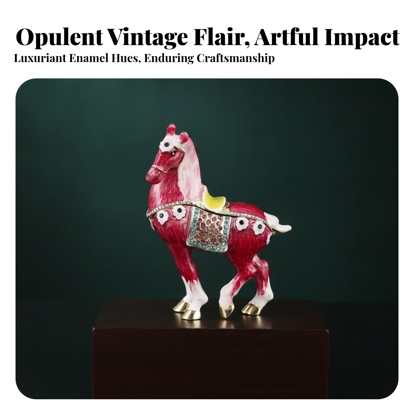 Glossy Finish Horse Jewelry Box Compact Collectible Figurine Ornament Hollow Interior Fine Jewelry Storage for Home Decor