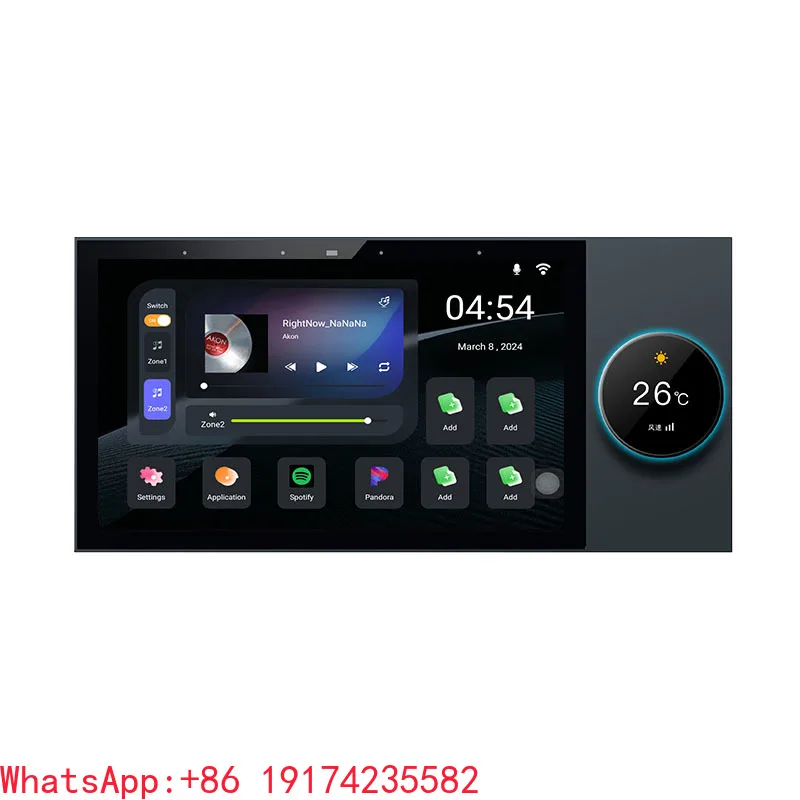 2024 New Type 7 Inch Android 11 2 Zones  8speaker Outputs Amplificador TUYA Zigbee Gateway Smart Control Panel Wall Amplifier