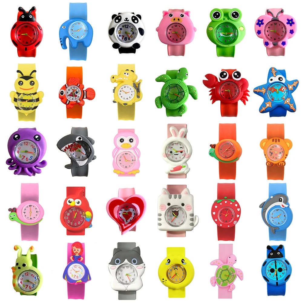 30 estilos de dibujos animados relojes para niños correa de bofetada curvada colorida reloj para niños niña niño regalo de fiesta de Navidad reloj estilo aleatorio enviar