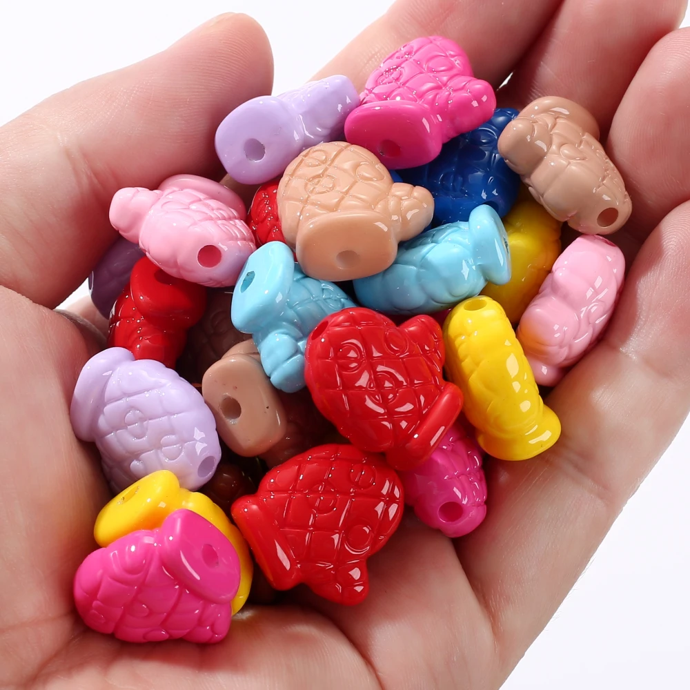 20Pcs Handmade Acrylic Beads 19x20mm Colorful Glove Shape Spacer Beads For Jewelry Accessories DIY Bracelet Necklace Making