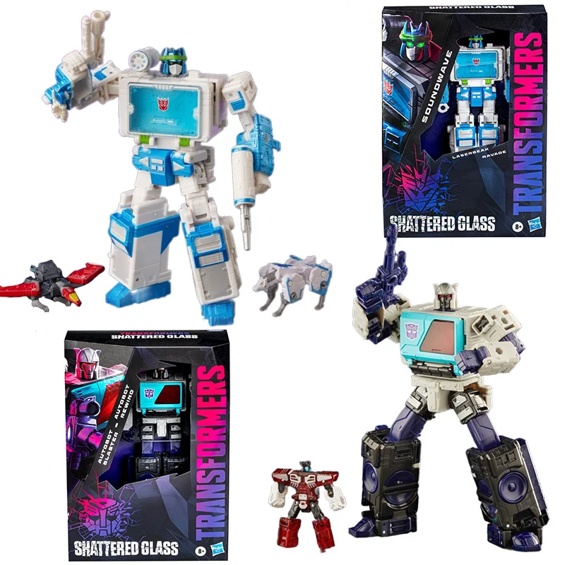 Hasbro Transformers Shattered Glass Sound Wave Blaster Rewind 18Cm Voyager Class Original Action Figure Model Toy Gift Collect