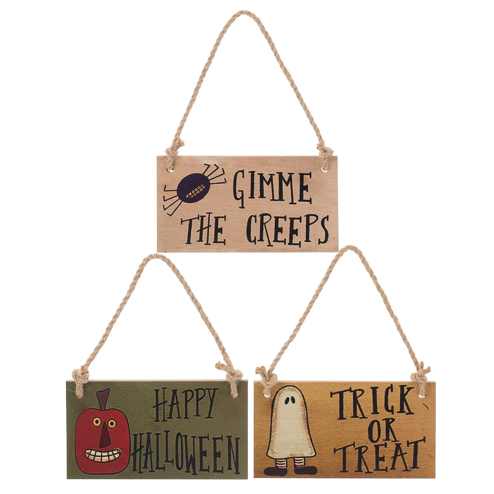 

3Pcs Wooden Pumpkin Hanging Boards Halloween Door Decorations Home Wall Pendants Party Props Halloween Pendants