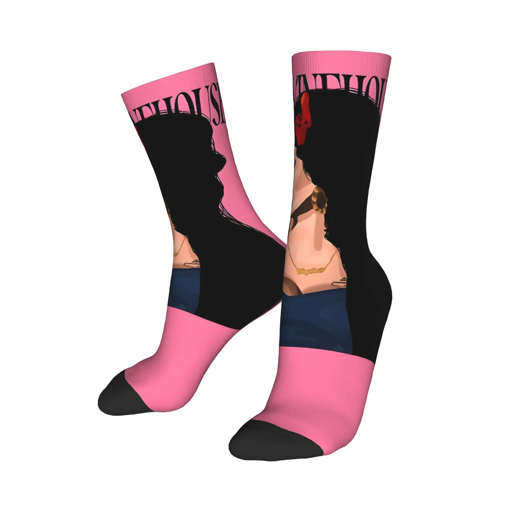 1 Pair Funny Crazy Sock for Men Love is a Losing Game Hip Hop Harajuku A-Amy W-Winehouse Happy Quality Pattern Printed Sock