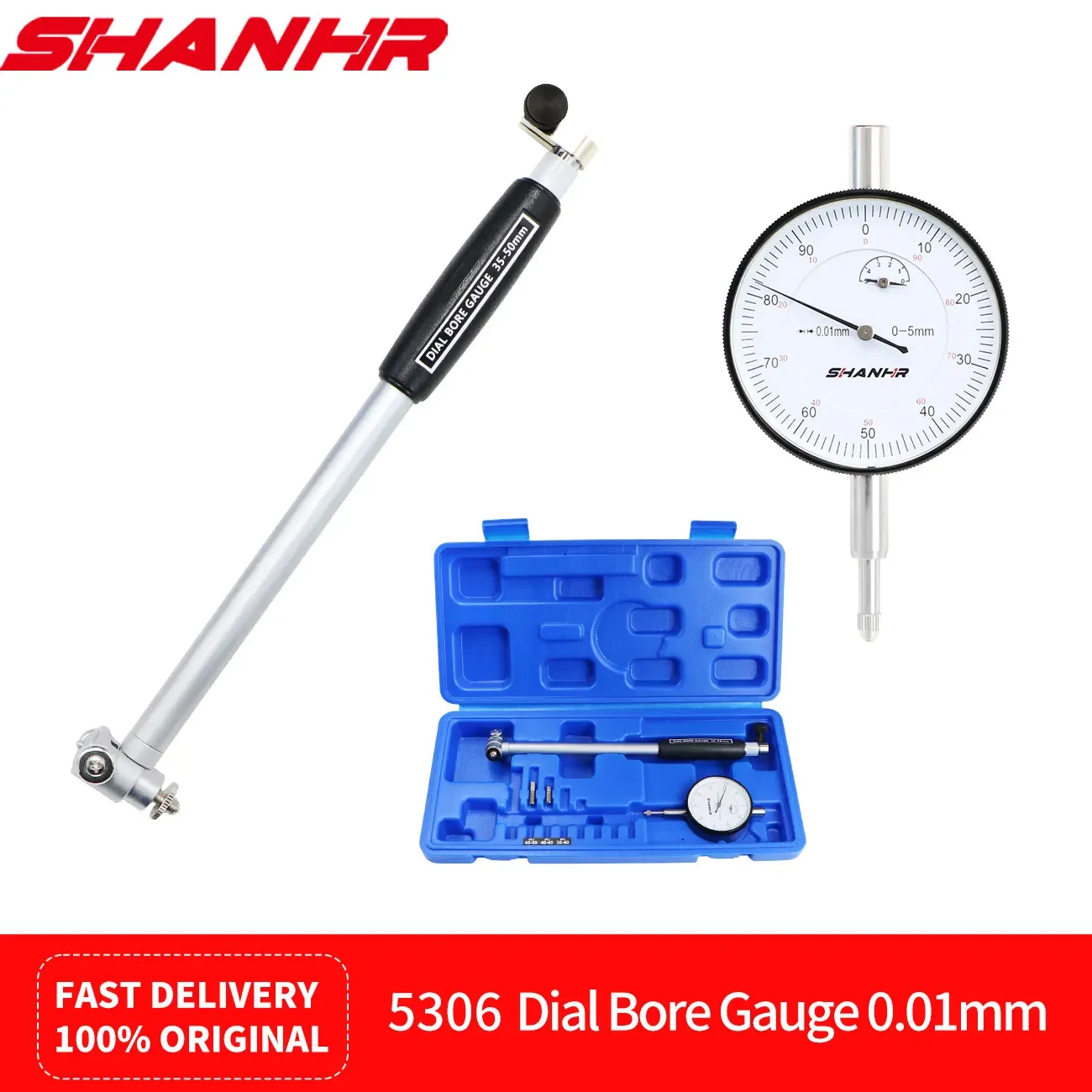 SHANHR 0.01 mm High Accuracy Dial Indicator Dial Bore Gauge 18-35/35-50/50-160 mm Bore Measurement