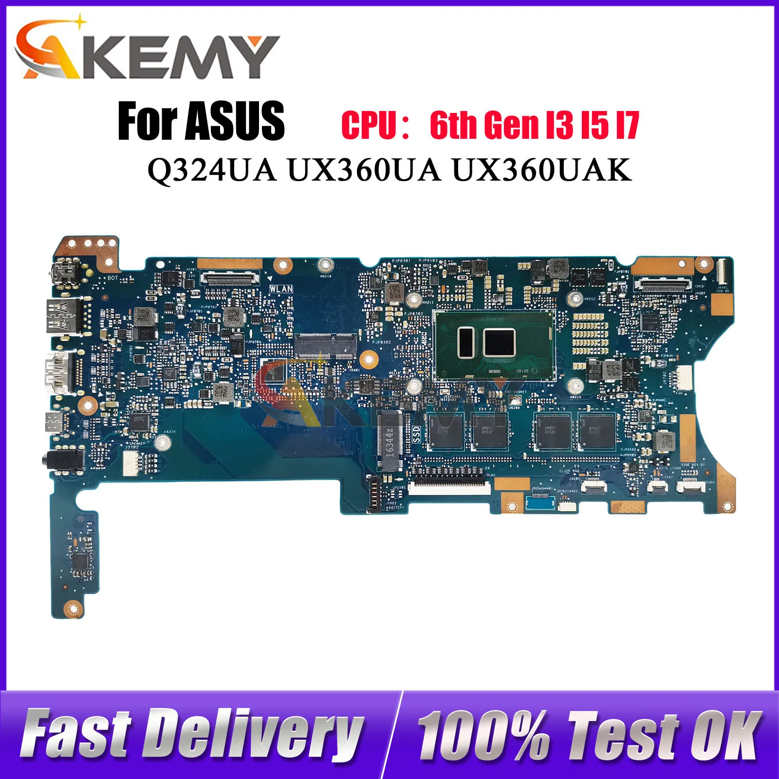 UX360UA Laptop Motherboard For ASUS ZenBook UX360U UX360UA UX360UAK Q324UA Notebook Mainboard W/ I3 I5 I7 CPU tests OK fast ship