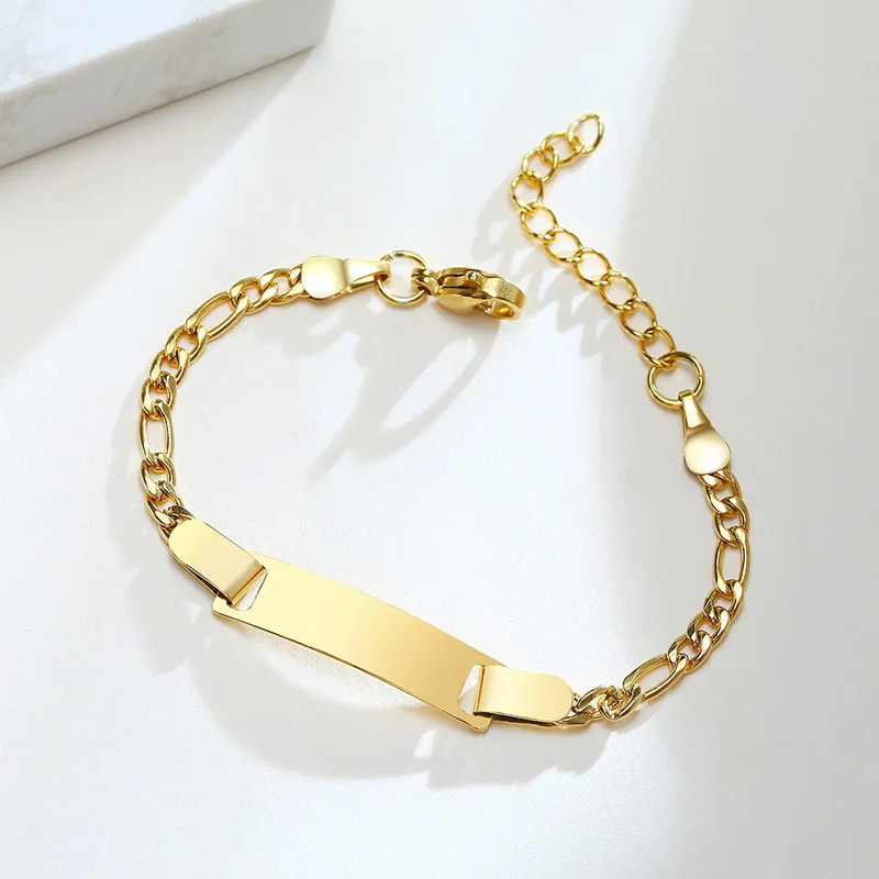 سوار للأطفال الرضع، سوار سلسلة من الفولاذ المقاوم للصدأ، رابط قابل للتعديل بدون اسم، هدية عيد ميلاد للفتيات والأولاد والأطفال #4