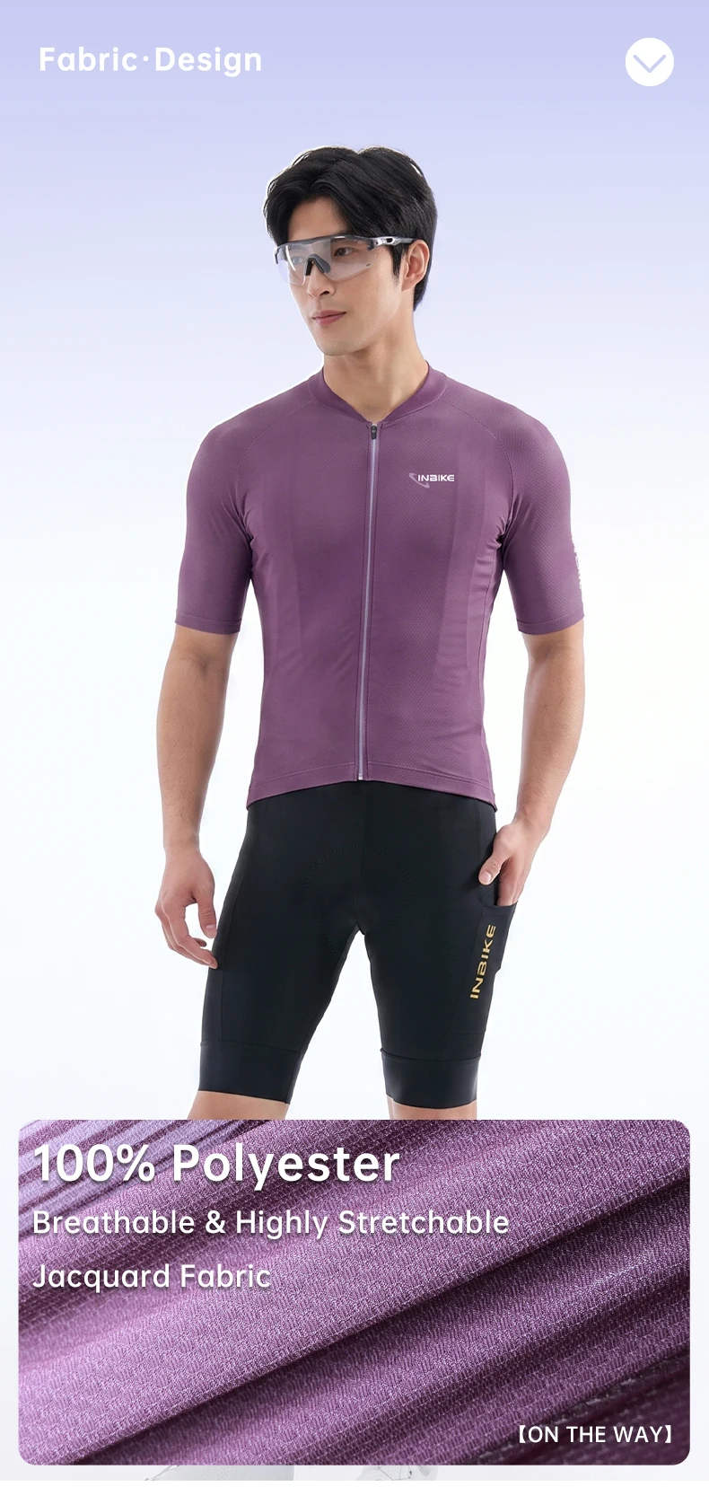 INBIKE Radtrikot Sommer Herren Kurzarm Atmungsaktiv Hochelastisch Rennrad-Shirt Schnelltrocknend Feuchtigkeitsableitend Fahrradbekleidung – Detail 4
