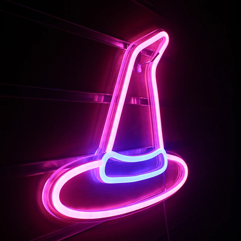 Imagem -05 - Witch Hat Neon Sign Led Room Wall Decor Usb Powered Pendurado Acrílico com Interruptor para Quarto de Crianças Shop Art Logo Decor para Festa