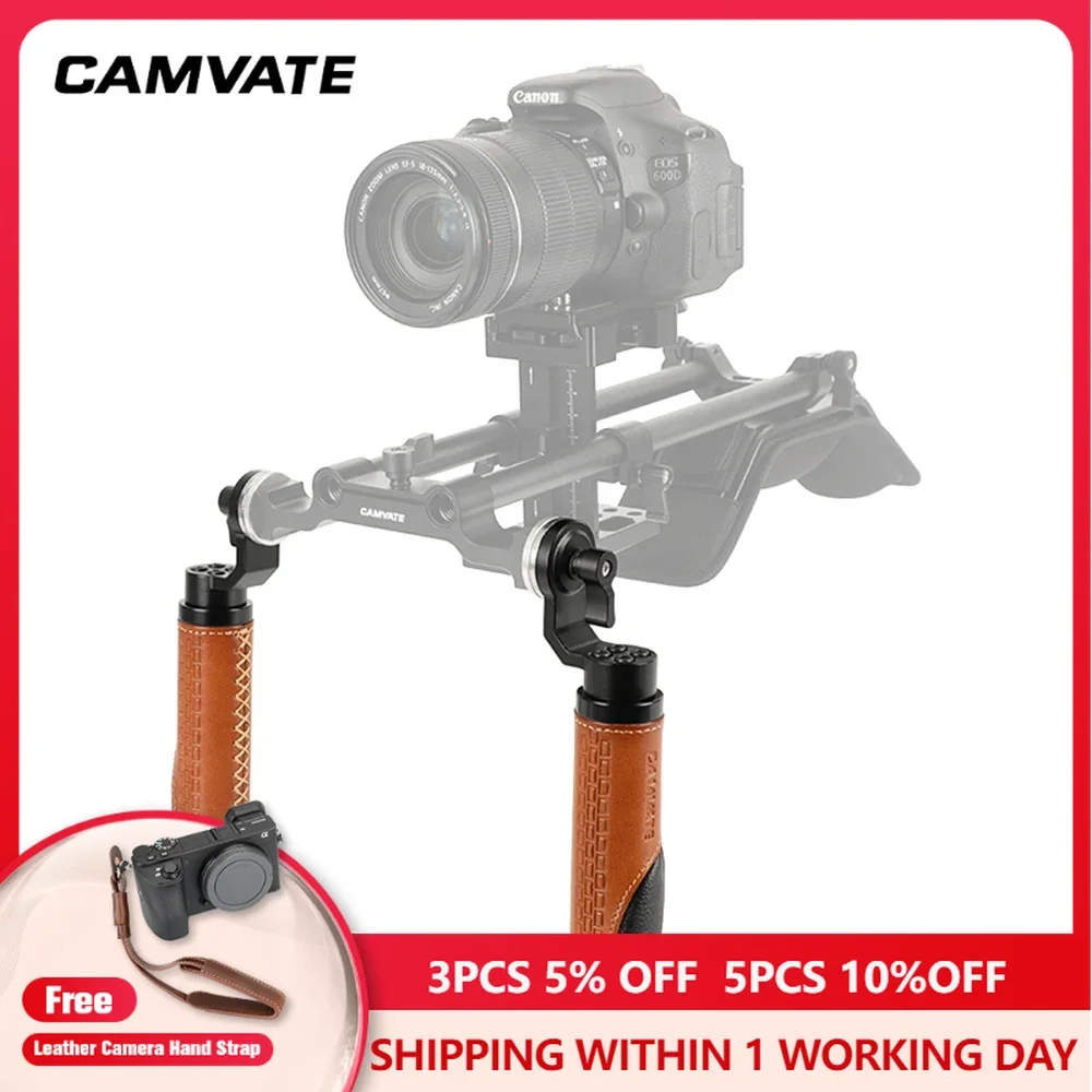 CAMVATE Leather Camera Handle With ARRI Rosette Mount For Camera Shoulder Support Rig Extension Arm Rod Clamp Arri Accessories