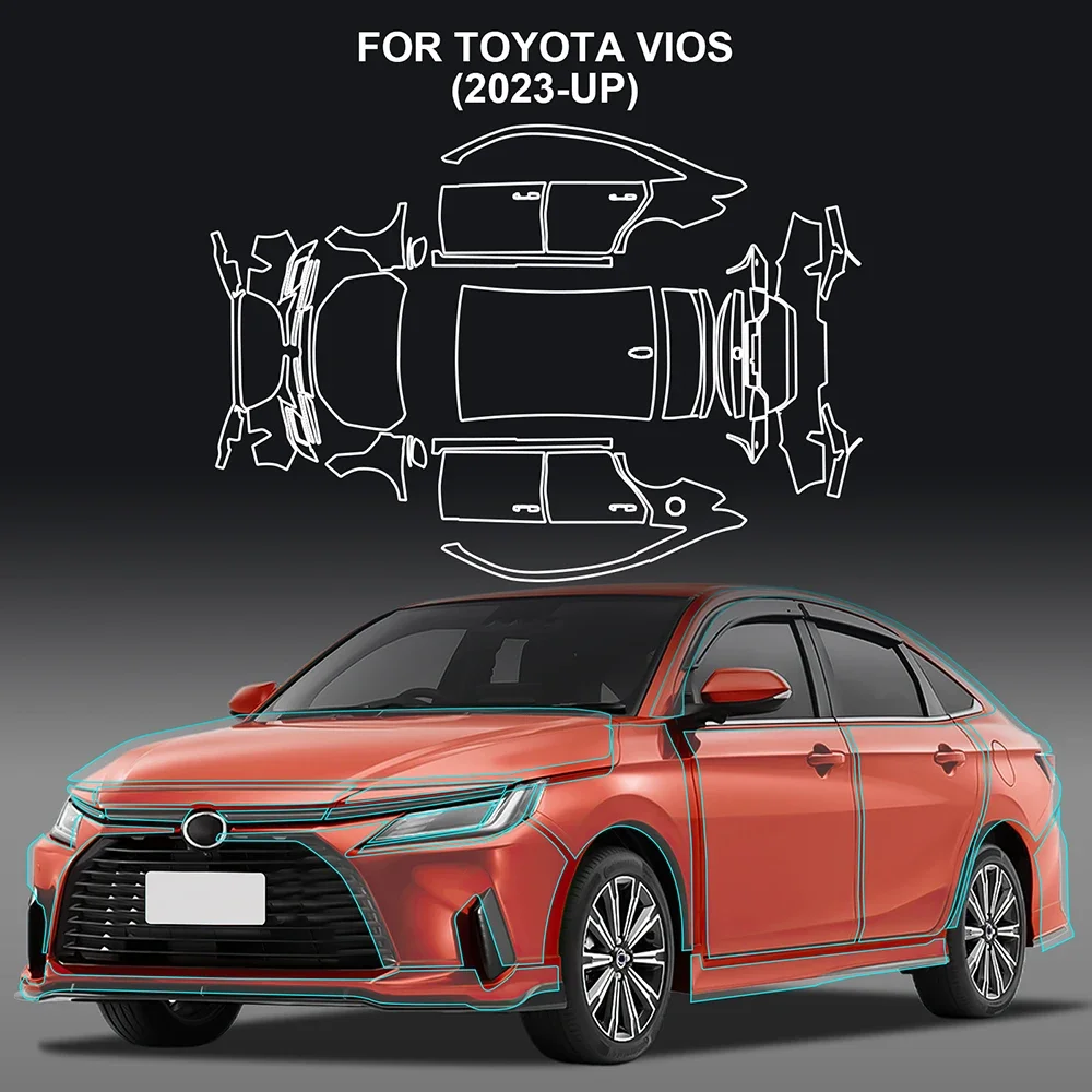 

Защитная пленка для автомобильной краски из ТПУ для Toyota Vios 2023-2025, наклейка на кузов с защитой от царапин, комплект бюстгальтера, аксессуары для стайлинга автомобилей 8,5 мил