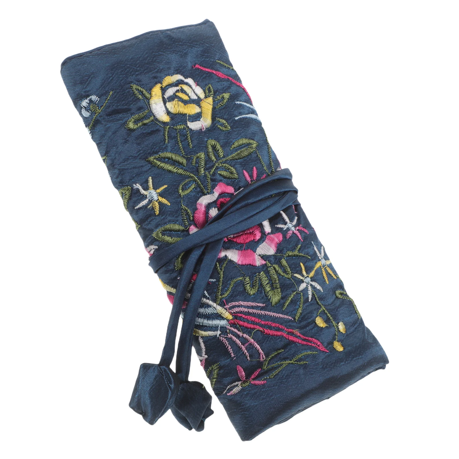 

Foldable Peacock Blue Jewelry Storage Pouch Embroidered Organizer Travel Case for Rings Necklaces Earrings Bracelets Jewelry