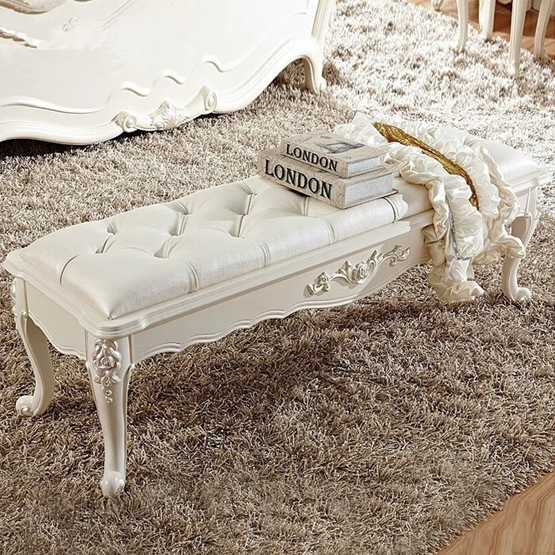 

Bedside stool European shoe changing Bedroom bed Bed front Solid wood simple bedside American sofa stool Light