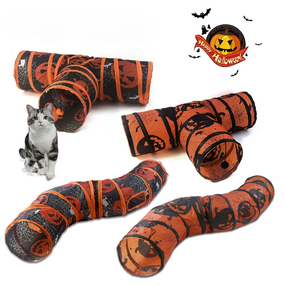 Halloween Katzentunnel Runway Katze Bohrer durch Rolling Dragon Kürbis Spinnennetz Urlaub Katzenspielzeug Kanal Feiertagsdekorationen