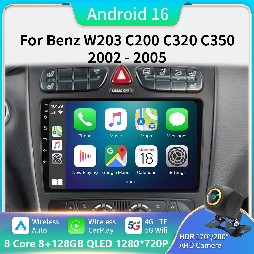 

Автомагнитола на Android для Mercedes Benz C Class W203 C200 C320 C350 CLK W209 2002-2005, автомобильный радиоприемник, мультимедийный плеер с Wi-Fi, экран Carplay