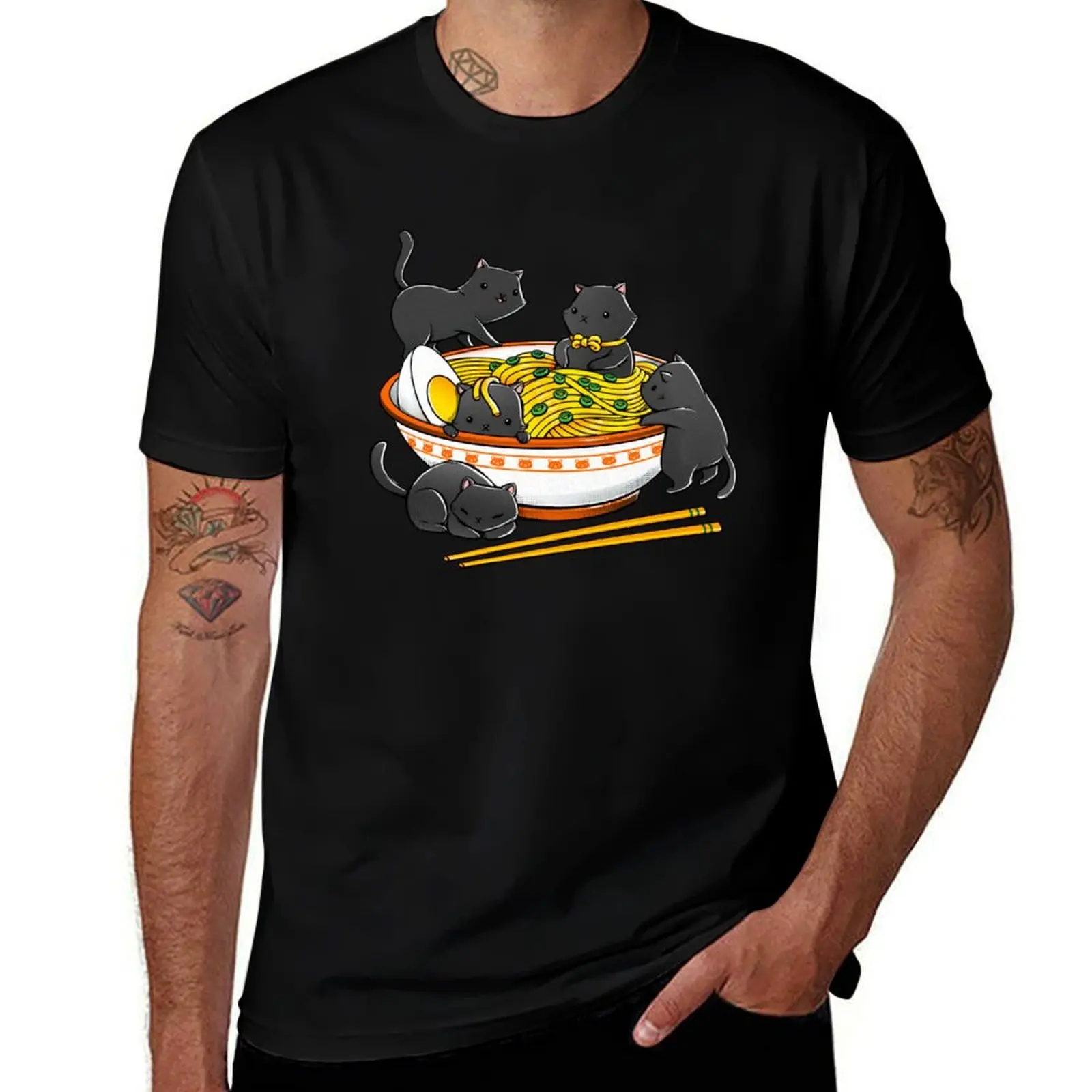 

Kawaii Anime Cat Japanese Ramen Noodles T-Shirt t shirts for man graphic tees man t shirt luxury T-shirt