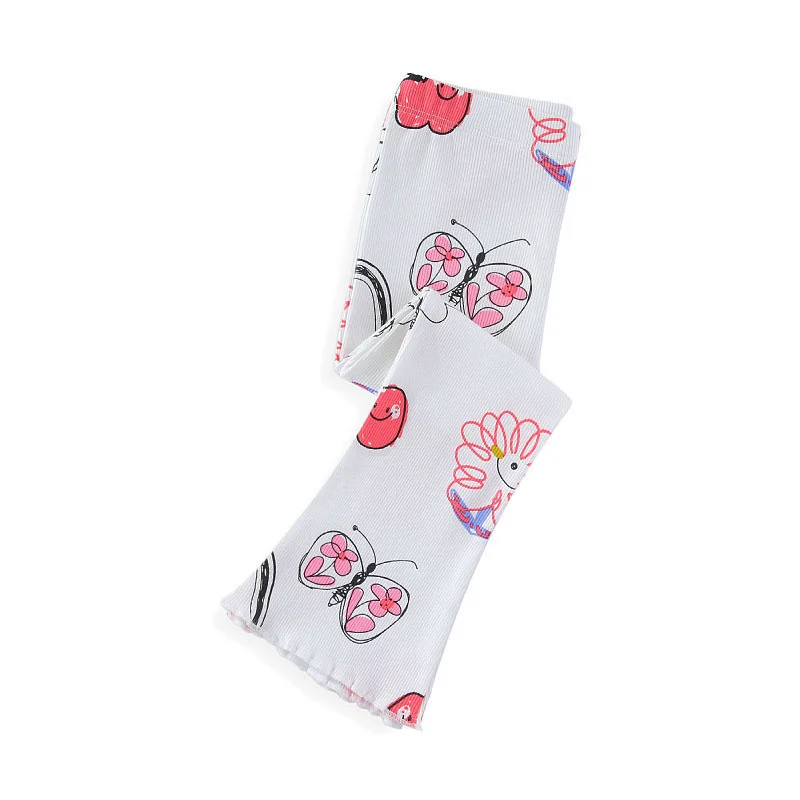 Mädchen Flare Hosen Volle Länge Blumen Druck Leggings Bleistift Hosen Kinder Mode Herbst Sammlung Springen Meter Heißer Verkauf