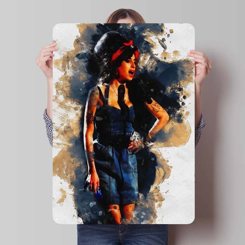 Smudge Amy Winehouse Metal Sign Music Metal Poster Vintage Tinplate Sign for Wall Art Decoration Man Cave Room Decor Aesthetics