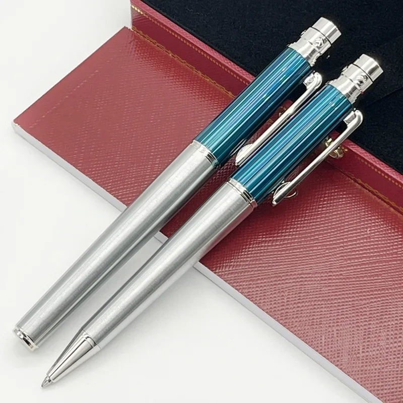 Blue Texture Metal Rollerball Ballpoint Pen With Serial Number Writing Smooth Luxury Stationery