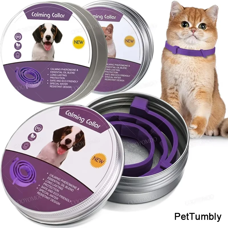 Coleira calmante com feromônio para cães e gatos, coleira ajustável e confortável para aliviar a ansiedade, acessório para cachorros, gatinhos e cães grandes, novo lançamento
