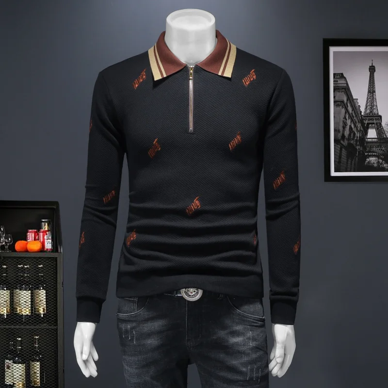 

Faionable Embroidered Men's Sweatirt Versatile Casual Base Layer irt Premium Quali Cotton Long Sve Anti-Wrinkle