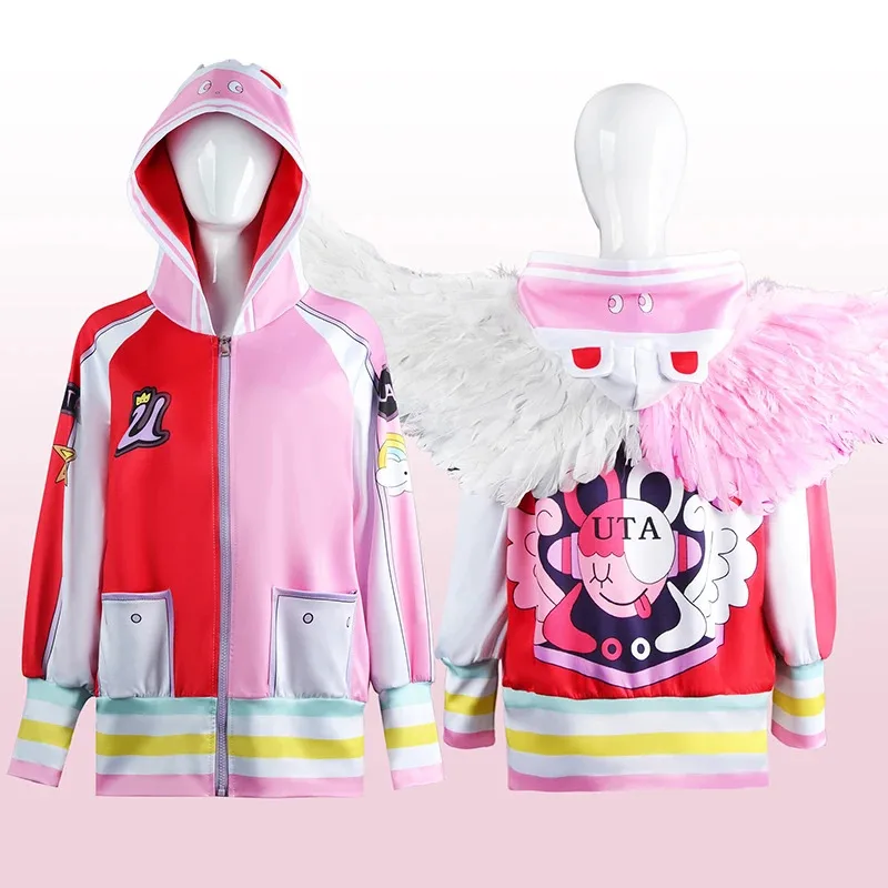 DY20Anime One Piece Cosplay Costume Film Red Uta Clothes Kid Adults Wig Wing Uniform Coat Earphone Carnival Party Christmas Full view 3