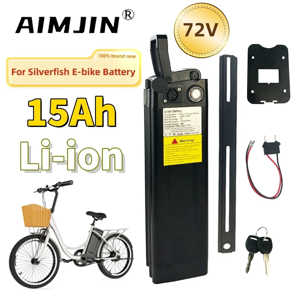 

72V 15Ah For Silver Fish Style Electric Bike Battery Lithium With Aluminum Case Anti-theft Lock