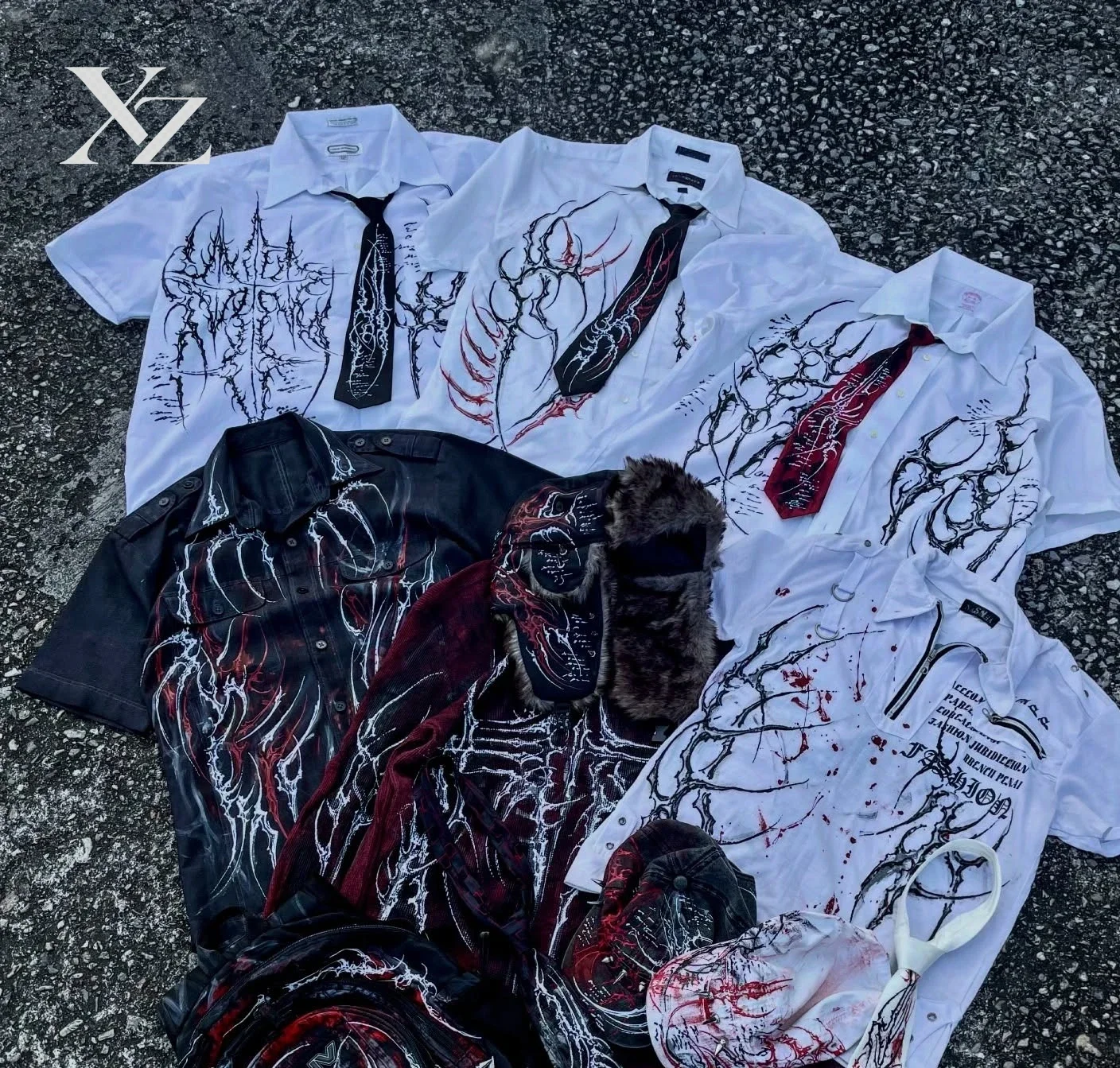 Gothic Polo Shirt Printed Mens Rock T-shirt Y2K Super Hip-Hop Button-Neck Shirt Punk Casual T-shirt Simple Stylish Couple Packs