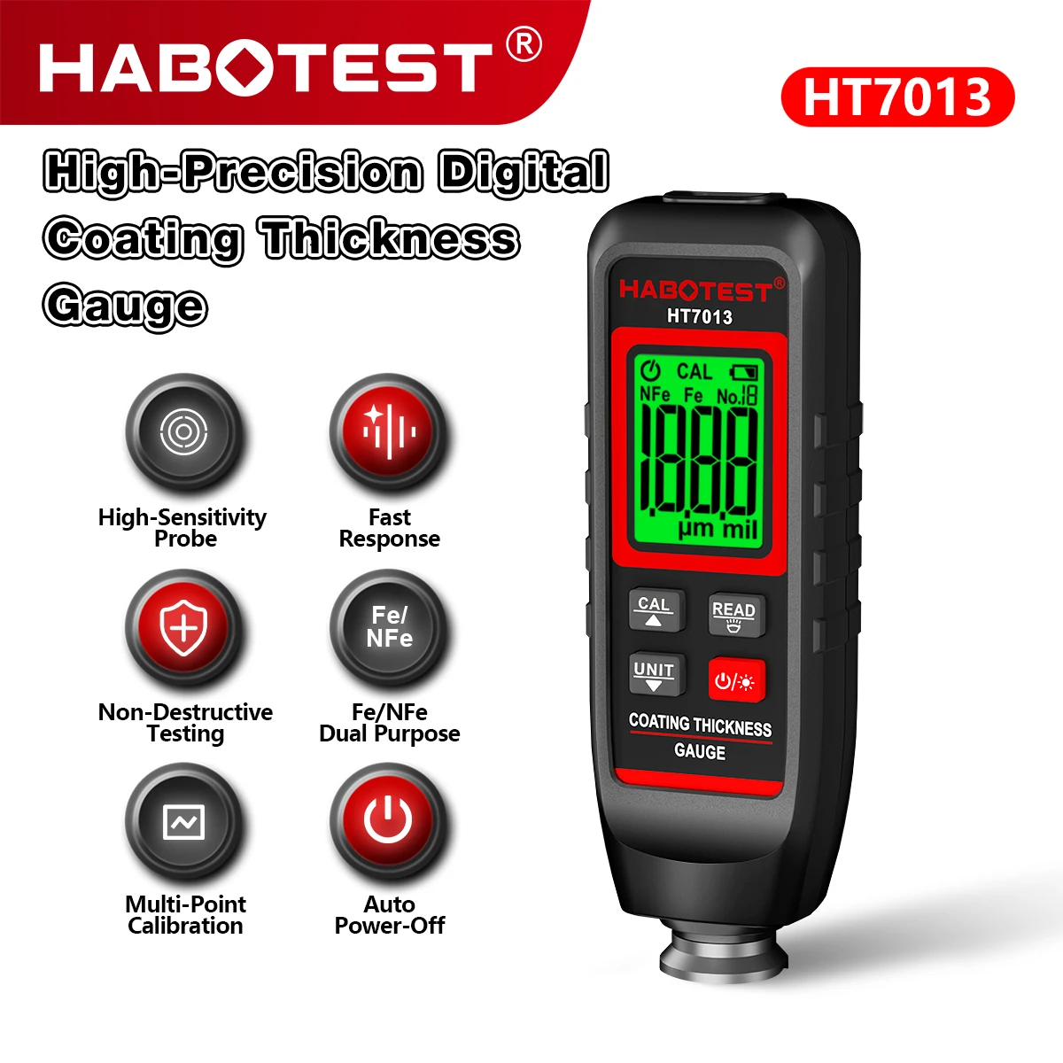 Paint Thickness Gauge - HABOTEST HT7013 Coating Thickness Gauge 0-1500μm