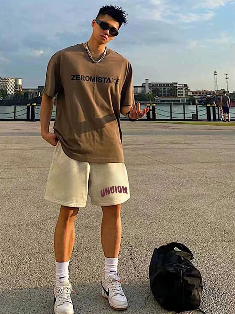 

Спортивные повседневные мужские брюки цвета хаки, летние свободные широкие брюки с высокой талией, длина пять четвертей, молодежные витали, полиэстер...