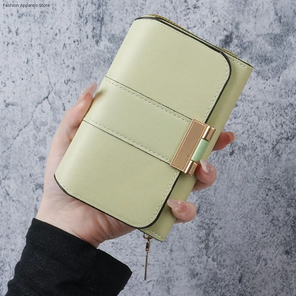 

Purse PU Leather Short Wallet Foldable Multifunctional Three Fold Wallet Zipper Large Capacity Women Card Holder Gift