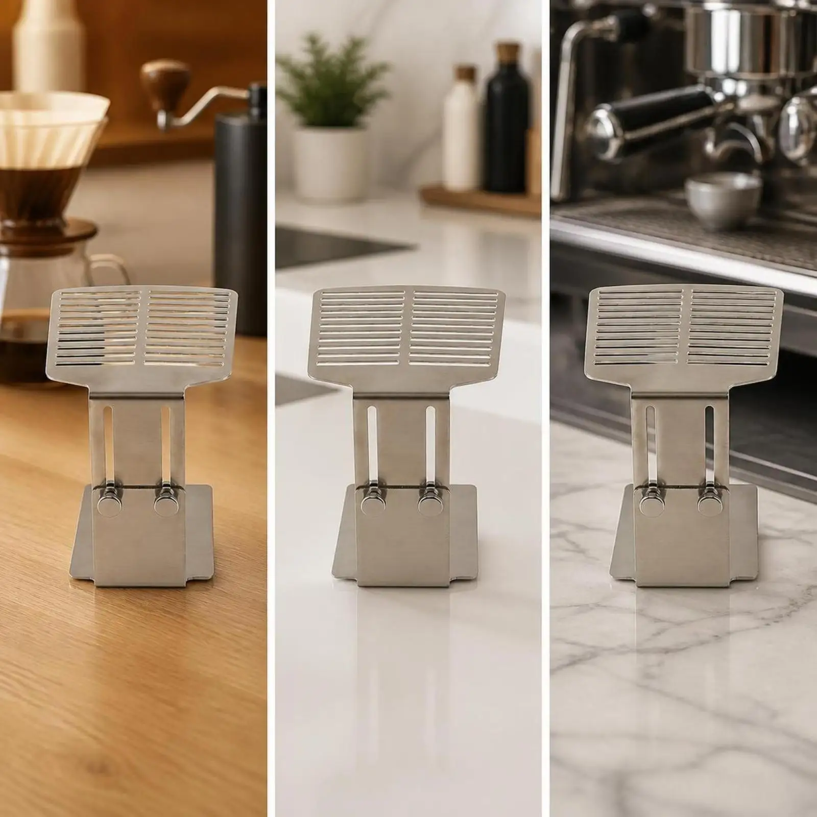 Stainless Steel Coffee Scale Stand Adjustable Height 8 to 15cm Slatted Top for Espresso Machine and Drip Coffee Tools - view 5