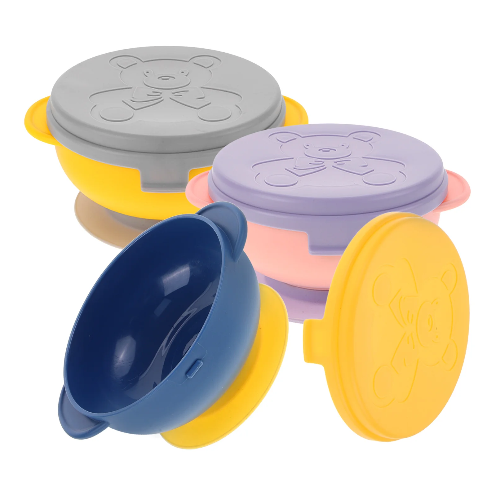 

3 Pcs Baby Rice Bowl Set Silicone Bowls for Kids Complementary Food Suction Cup