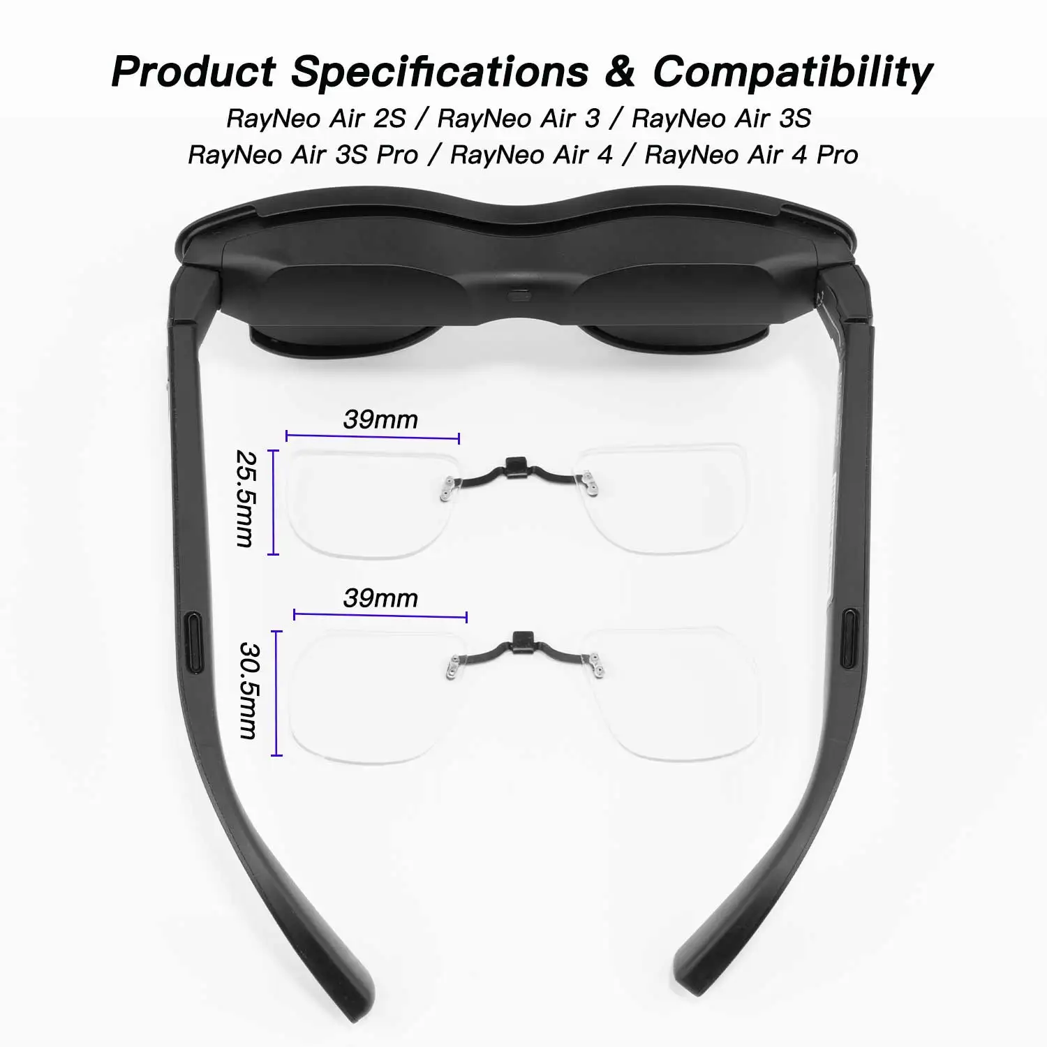 Custom Lenses For RayNeo Air 4/Air 4 Pro/Air3S Pro/Air 3/3S/Air2s Smart Glasses Myopia and Hyperopia Anti-Blue Anti-glare Lens