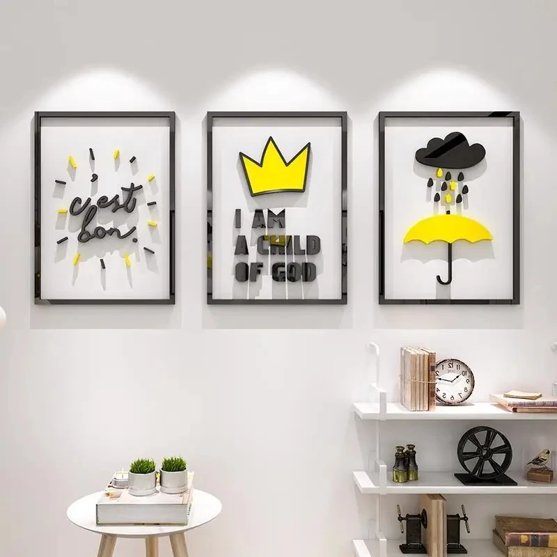 

Home Hanging Painting Wall Stickers 3 Pcs/Set Sofa Background Wall Decorative Sticker Eco-friendly Acrylic Wall Sticker